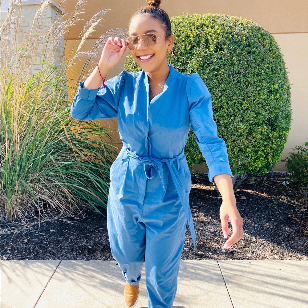 Zara utility denim jumpsuit